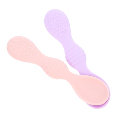 SUPVOX 2 Stück Teiliges Löffel Frei für Babyernährung Training und Selbstfütterung für Kleinkinder Beikostphase Sanft für Empfindliches Zahnfleisch Farbmix und Lila von Supvox