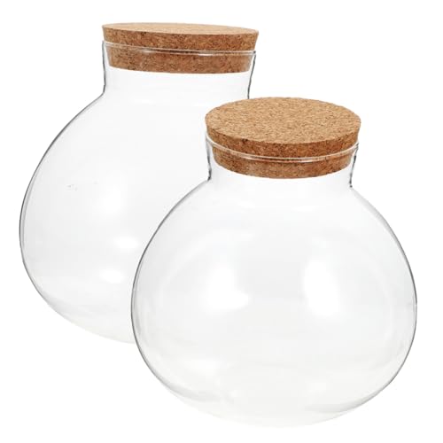 SUPVOX 2 Stück Teiliges Rundes Glas Terrarium Mikrolandschaftliches Aufbewahrungsglas mit Dichtem Verschluss Ökologische Dekoflasche für Pflanzen und Ökosysteme Klar und Robust von Supvox