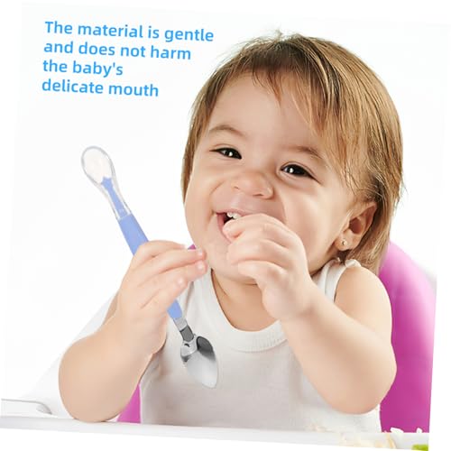 SUPVOX 3 Stück Teiliges Löffel mit Doppelseitigem Design zu Kinderzähnen für Babybrei und Obstpüree Praktische Esshilfe für Kleinkinder in Blau und Grün von Supvox