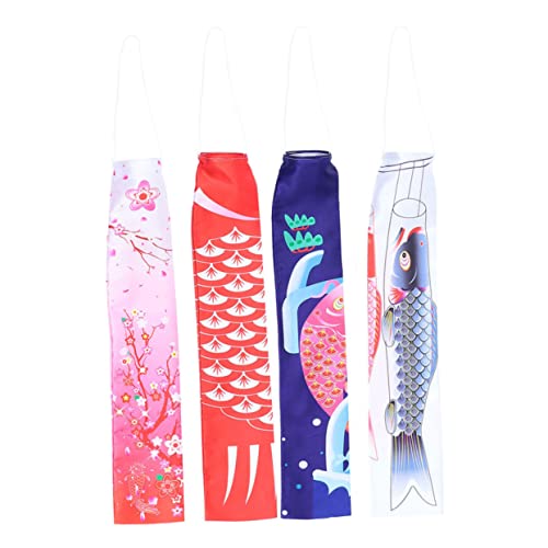 SUPVOX 4 Stück Japanische Karpfenfahnen Teiliges aus Premium Seide Wetterbeständige Windsocks mit Traditionellem Design für Garten Balkon Sushi Restaurants und Festliche Dekorationen von Supvox