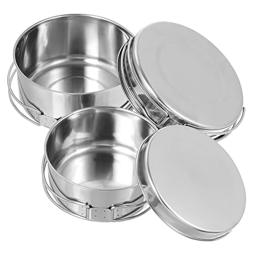 SUPVOX 4Stücke Camping Topf Pfanne Set Teiliges Stapelbares Kochgeschirr für Outdoor Picknick und Camping Antihaftbeschichtung Langlebig und Vielseitig Einsetzbar von Supvox