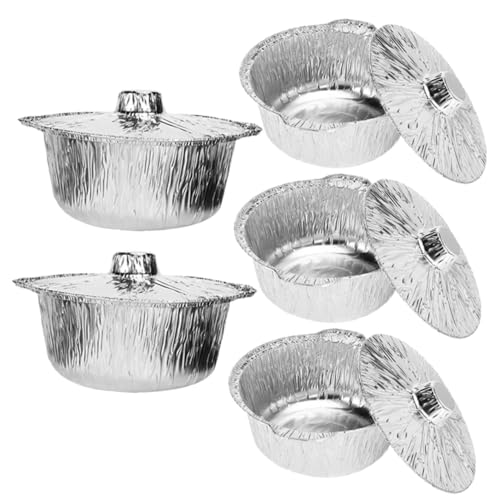 SUPVOX 5 Stück Teiliges Aluminiumfolie Grillpfannen Rund Mittelgroß Mehrzweck Grilltopf Für Camping Outdoor BBQ Mikrowelle Ofen Airfryer Geeignet von Supvox