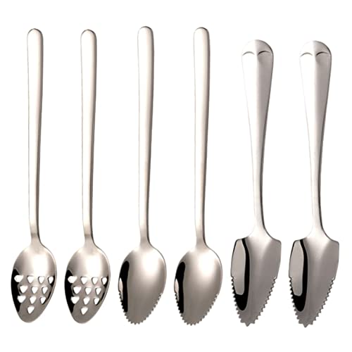 SUPVOX 6 Stück Teiliges Edelstahl Fruchtschaber Löffel Set Gezackte Klinge Ergonomisch Poliert Robust und Vielseitig für Babynahrung Obst und Küchenhilfe Leicht zu Reinigen Langlebig und von Supvox