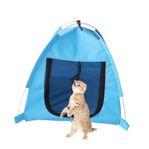 SUPVOX Atmungsaktives Faltbares Sommer haustierzelt in Blau Robustes Waschbares Material mit Netzdesign für Hunde und Katzen im Outdoor Bereich Schützt vor Insekten und Bietet von Supvox