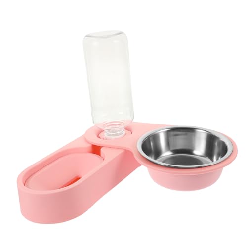 SUPVOX Edelstahl Katzen Hundenapf mit Abnehmbarem Futterspender für Ecke rutschfest Leicht zu Reinigen für Zuhause Reisen und Auto Rosa von Supvox