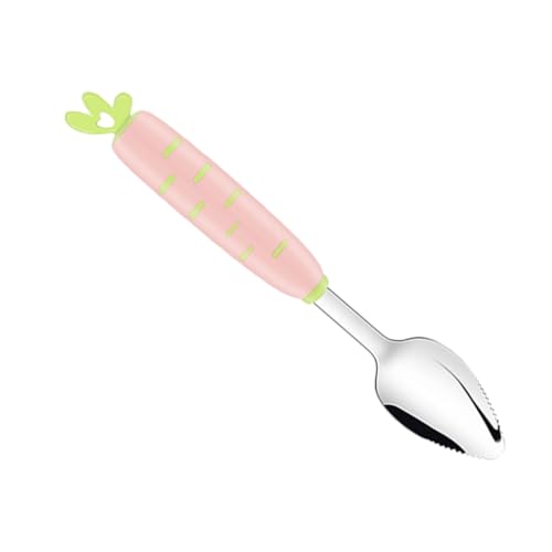 SUPVOX Edelstahl Trainingslöffel für Kleinkinder Selbstständiges Essen Obstpüree Schaber Besteck Karotten Design Frei Leicht und Langlebig für Junge Mädchen Ab Monaten von Supvox