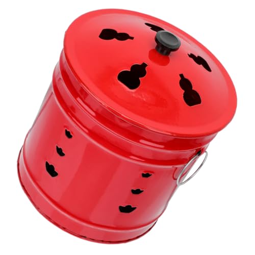 SUPVOX Email Beschichteter Verbrennungseimer Incinerator Bucket mit Luftventil Hitzebeständig Langlebig Vielseitig für Garten Papierverbrennung Opfergaben und Laub Rote Feuerstelle von Supvox