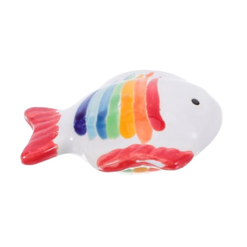 SUPVOX Handbemalte Keramische Fischfigur Schwimmend Naturnahe Aquarium Deko Teich Fisch Ornamente Bunte Streifen Unterwasser Dekorationen von Supvox