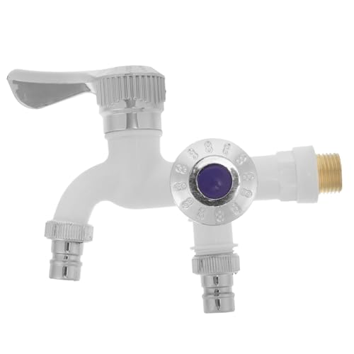 SUPVOX Hochtemperaturbeständiger Wasserhahn mit Doppelsteuerung Design Platzsparend Geeignet für Küche und Waschmaschine Weißer Kunststoff wandwasserhahn mit Unabhängiger von Supvox
