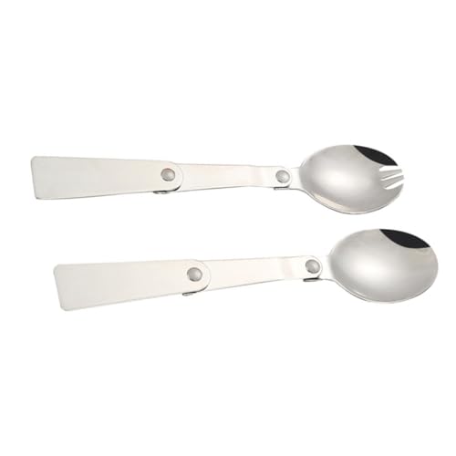 SUPVOX Klappbarer Edelstahl Löffel Faltbar Tragbares Reisebesteck für Picknick Outdoor Camping Edelstahl Faltbarer Salatlöffel Platzsparend Vielseitig von Supvox