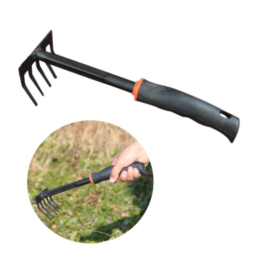 SUPVOX Kleiner Handrechen mit Gartengerät für Bodenlockern und Belüften Mini Gartenhacke mit Kurzem Griff Ergonomisch und Leicht für Enge Gartenbereiche und Unkrautpflege von Supvox