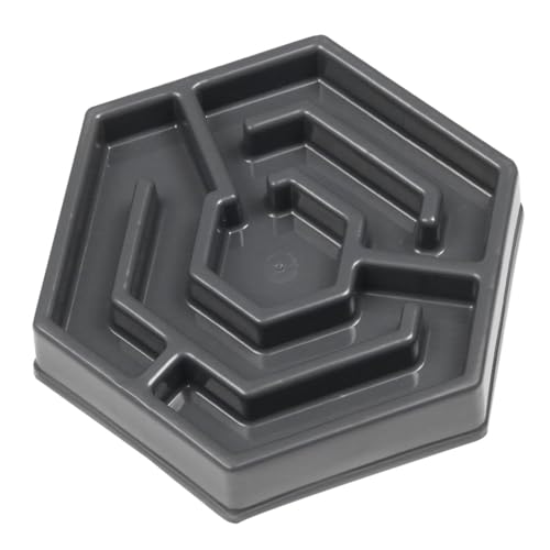 SUPVOX Langsamer Futternapf für Katzen und Kleine Hunde Petalförmige Schale aus Strapazierfähigem Resin mit Rutschfesten Pads Abgerundete Ecken für Sichere Fütterung Graue Futterschale von Supvox