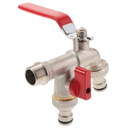SUPVOX Messing Wasserhahn mit Doppel Auslauf für Waschmaschine Ergonomischer Doppelgriff Langlebiger Sanitärhahn Kratzfest Einfach zu Montieren für Bad und Küche von Supvox