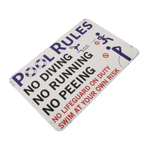 SUPVOX Metall Schwimmbad Warnschild Poolregeln Dekoratives Robustes Blechschild mit Klaren Sicherheitshinweisen zur Wandmontage für Schwimmbad und Gartenbereich von Supvox