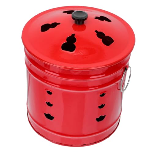 SUPVOX Roter Emaille Verbrennungseimer Robustes Brennfass mit Luftventil für Papier Laub und Abfall Langlebiger Outdoor Verbrennungstonne für Effiziente Verbrennung von Supvox