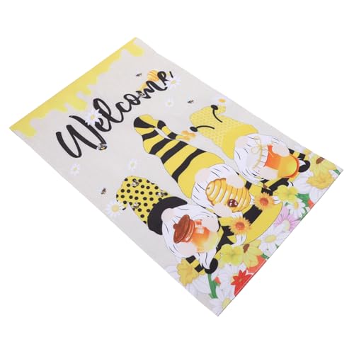 SUPVOX Sommer Gartenflagge mit Bienen und Gartenzwerg Motiv Wetterfeste Polyester Fahne für Außenbereich Dekorative Partydeko für Garten Langlebig und Reißfest von Supvox