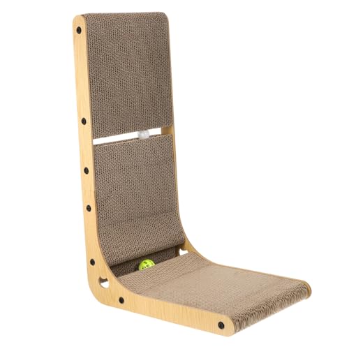 SUPVOX Vertikaler Förmiger Katzenschaber mit Holzrahmen Platzsparendes Kratzbrett aus Wellpappe Inklusive Glocken Bällen Stabiler Katzenkratzbaum für Indoor Katzenpflege Zufällige Farbe von Supvox
