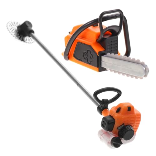 SUPVOX Winziges Kettensägenmodell für Mini-Hausdekoration, 2-teiliges PVC-Miniatur-Gartenzubehör-Set von Supvox