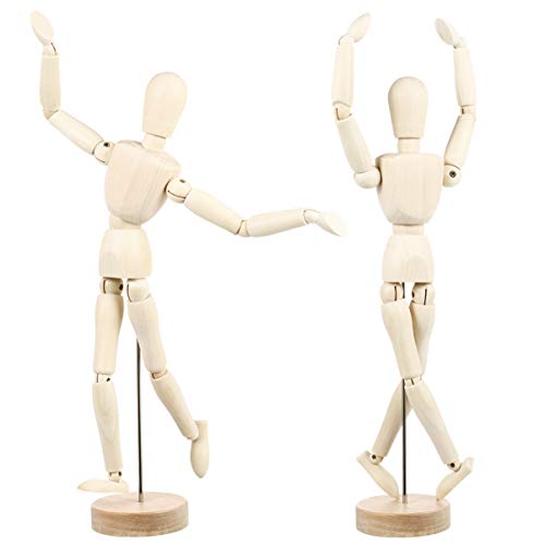 SUPVOX Zeichnung Schaufensterpuppe Figur Künstler Schaufensterpuppe Modell Holzpuppe zum Zeichnen Flexible Ästhetische Artikulierte Dekor Packung mit 2 Stück von Supvox