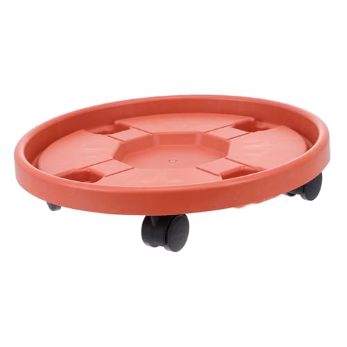 Supvox 1 Stück Rollbarer Blumentopfständer mit Wasserablauf Kunststoff Vasenregal mit Rädern Braun für Große Töpfe und Leicht zu Reinigen von Supvox