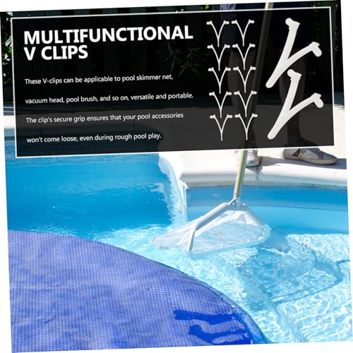 Supvox 12 Stück Teiliges Pool Netz Befestigungsclip V Form aus Robustem Kunststoff Langlebig und Multifunktional für Pool Skimmer Rechen und Zubehör Einfache und Wasserpark von Supvox