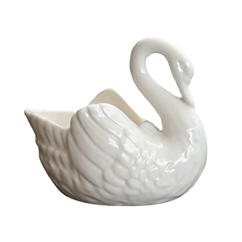 Supvox 1Stk Kleiner Schwan Blumentopf übertopf tierform Gartenarbeit Topf ausgefallene blumentöpfe blumengießkanne für zimmerpflanzen einfach Saftige Schale schmücken Bonsai Weiß von Supvox