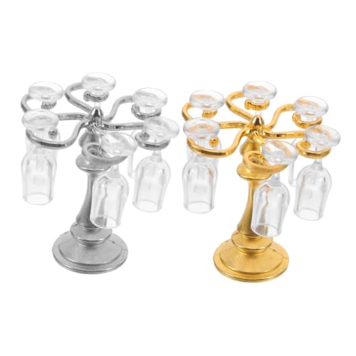 Supvox 2sätze Miniatur-weinregal Aus Kunststoff Für Puppenhäuser Mit Stielglashaltern Und Weingläsern Esszimmer-Accessoire Für Puppenhaus-sammler Aber Fein Für Dekoration Und von Supvox