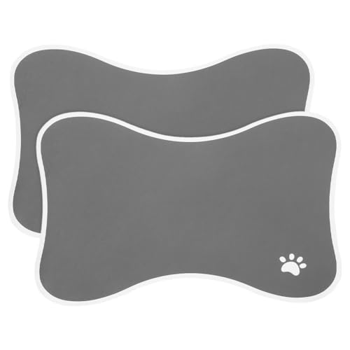 Supvox 2 Stück Futtermatten für Haustiere: rutschfeste Futtermatte für Hunde und Katzen in Knochenform – Platzset für Futternäpfe, leicht zu reinigen – Unterlage für Wasser- und Futternäpfe von Supvox