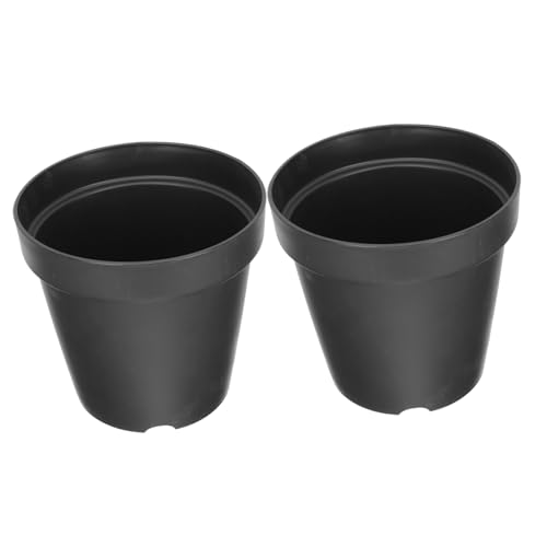 Supvox 2 Stück Großer Kunststoff Blumentopf Rund Minimalistischer Übertopf für Zimmerpflanzen Balkon und Garten Robust Pflegeleicht Schwarz von Supvox