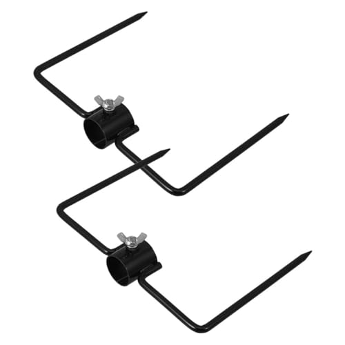Supvox 2 Stück Ground Pole Stabilizer Metall Wetterfester Outdoor Erdspieß für Gartenbeleuchtung Sonnenschirme und Fahnen Stabiler Shepherd Hook Kompatibel mit Rohren Schwarz von Supvox
