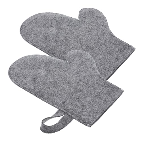 Supvox 2 Stück Hitzebeständige Filz Handschuhe Sanfte Peeling Badehandschuhe für Sauna und Dusche Komfortable Körperreinigung Exfolierend und Hautglättend mit Aufhängeschlaufe Leicht und von Supvox