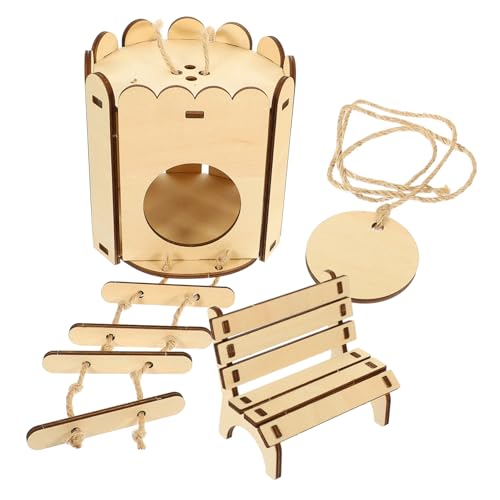 Supvox 2stücke DIY Holz Hamsterhaus Und Stuhl Selbstmontage Nager Versteck Für Kleine Haustiere Idealer Rückzugsort Und Spielplatz Für Hamster Und Andere Kleintiere von Supvox