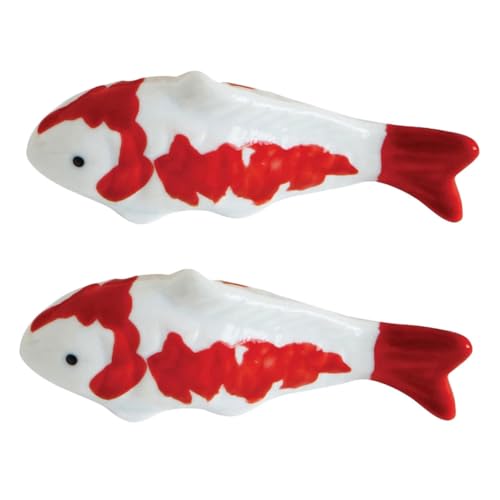 Supvox 2 Stück Keramik Fisch Figurine Schwimmende Aquarium Deko Kleine Fische aus Langlebiger Keramik Glatte Oberfläche Cartoon Design für Teich Vogelbad Aquarium und Gartendekoration von Supvox