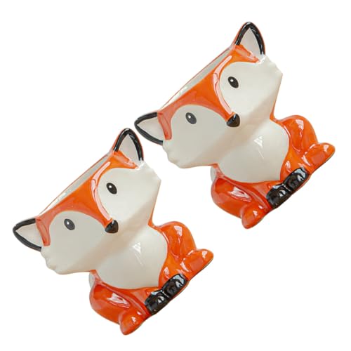 Supvox 2 Stück Keramik Sukkulenten Blumentopf Cartoon Design Dekorativer Pflanztopf für Kakteen und Zimmerpflanzen Praktisch und Langlebig als Frische Wohnraumdekoration von Supvox