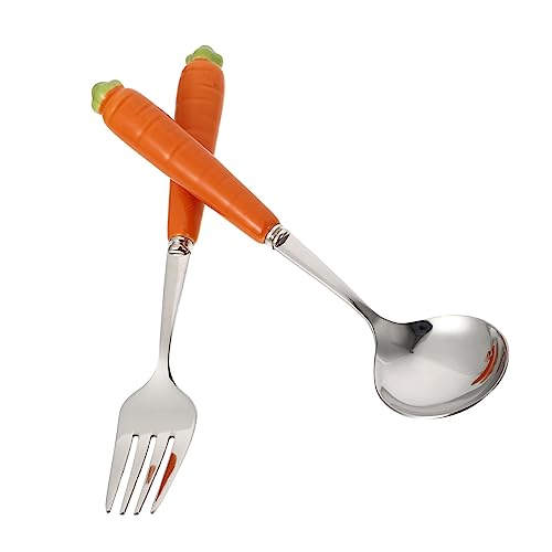 Supvox 2 Stück Kinderbesteck mit Karotten Teiliges und Löffel Runde Griffe für Kleine Kinderhände Sicher und Gesund für Kleinkindernahrung Supvox 2 Stück Kinderbesteck mit Karotten Teiliges und Löffel Runde Griffe für Kleine Kinderhände Sicher und Gesund für Kleinkindernahrung von Supvox
