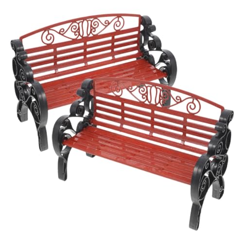 Supvox 2 Stück Parkstuhl Modell Bänke Im Freien Modell Einer Mini-parkbank Klein Miniatur Winzig Modell-lackierbank Märchenhafte Gartenbank Sitz Mini -Bank Abs Brown von Supvox