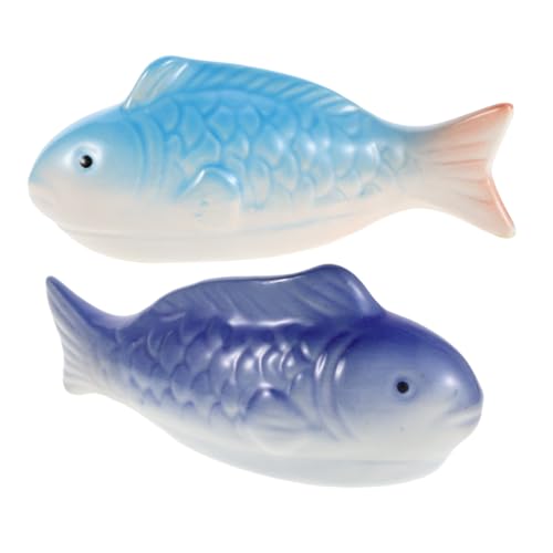 Supvox 2 Stück Teiliges Keramik Koi Schwimmende Blaue Fische Dekorative Aquarium Landschaftsfiguren Vielseitige Teich Badaccessoires Kreative Gartendekoration für Innen Außenbereiche von Supvox