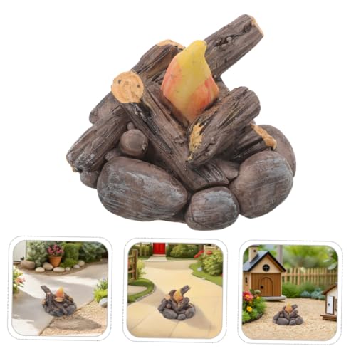 Supvox 2 Stück Teiliges Miniatur Feuer Modell aus Harz Realistische Miniatur Feuerschale für Puppenhaus Dekoration Tragbar Stromfrei für Mikro-landschaften Bastelprojekte Camping von Supvox