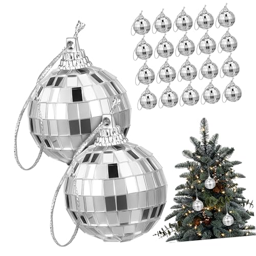 Supvox 24stücke Hängende Disco Ball Dekorationen Spiegelkugeln Für Weihnachtsbaum Hochzeiten Und Partys Wiederverwendbar Robust Und Leicht Zu Befestigen von Supvox