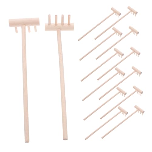 Supvox 24 Stück Teiliges Mini Sandrechen Ergonomischer Kurzer Griff Vielseitig für Zen Garten Bonsai Sandkästen und DIY Gartengestaltung Natürliches Holzmaterial von Supvox