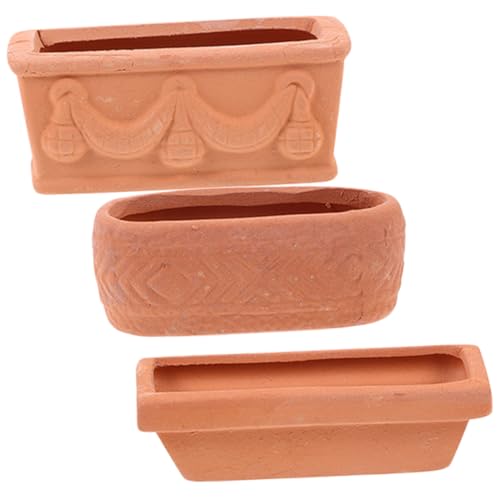 Supvox 3 Stück Mini Rotton Tontöpfe Kleine Sukkulenten Pflanzer Atmungsaktiv Robust Platzsparend Dekorativ für Zimmer Garten und Pflanzenaufzucht von Supvox