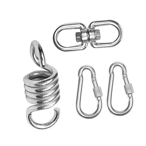 Supvox 4 STÜCKE Teiliges Hammock Hanging Kit aus Edelstahl mit Drehbarem Haken Federfederung und Karabinern für Hängesessel Schaukelaufhängung und Sandbags Robustes Hoisting Hardware für von Supvox