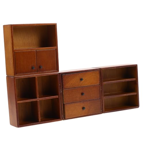 Supvox 4 Stück Holzregal Bücherregal und Kleiderschrank im Eleganten Walnussdesign für Kreative Landschaften und DIY Projekte von Supvox