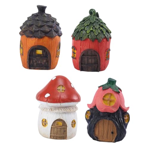 Supvox 4er-Pack Miniatur-pilz-hausdekor Bastel-Desktop-Ornament Harz-Desktop- Für Büro Und Heimdekoration von Supvox