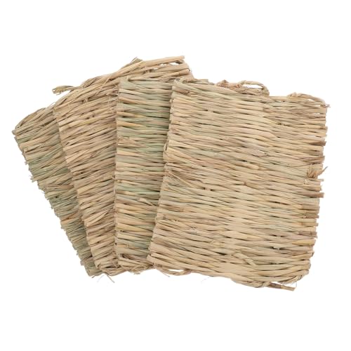 Supvox 4 Stück Nestunterlage Heumatten Für Vögel Grasmatte Vogelkäfigmatte Kaninchen Kratzmatte Kaninchen Habitat Teppich Hamster Einstreu Futtersuchmatte Meerschweinchen von Supvox