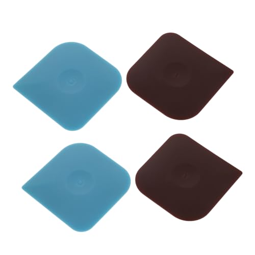 Supvox 4 Stück Nylon Pfannenschaber Kratzfest Küchenreiniger mit Ergonomischem Griff für Gusseisen Töpfe Pfannen Kochgeschirr Reinigung Küchenzubehör Braun und Himmelblau von Supvox