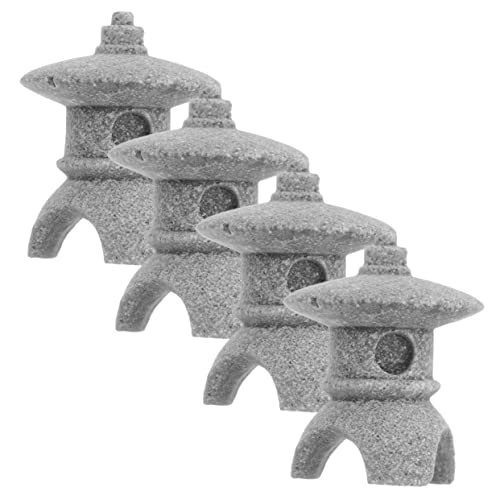 Supvox 4 Stück Pavillon Der Simulationslandschaft Miniatur-pagoden-Bonsai- Miniatur-pagodenfigur Pagodenhofverzierung Pagodengartenstatue Mini-gartenpagode Sandstein Haushalt Japan von Supvox