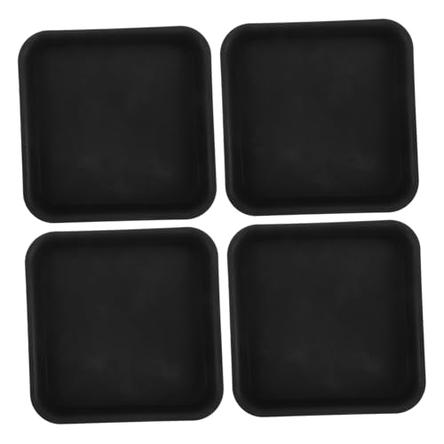 Supvox 4 Stück Pflanzuntersetzer Quadratisch Schwarz Dickes Kunststoff Tablett zur Wasseraufnahme für Blumentöpfe Platzsparend für Balkon und Garten Robuste Pflanzenunterlage von Supvox