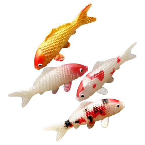 Supvox 4 Stück Simulation Gefälschter Karausche Modell Künstlicher Koi-Fisch Ornament Dekorationen Realistische Kleine Fischfigur Gefälschter Fisch Spielzeug Fotografie Requisite von Supvox
