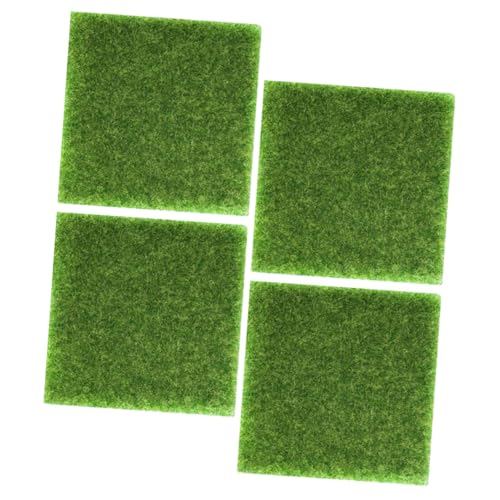 Supvox 4 Stück Teiliges Künstliches Grasmatten Lebensechte Simulation Grüne Turf Matte für DIY Mikrolandschaft Dekoration Innen Außen Pflegefrei und Flexibel von Supvox